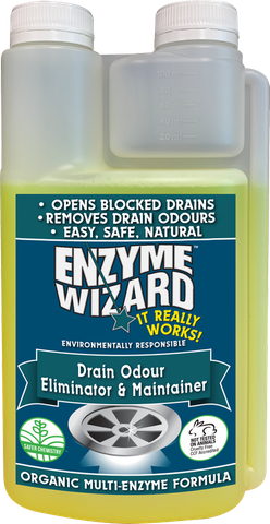 Enzyme Wizard Drain Odour Eliminator & Maintainer 1lt Twin