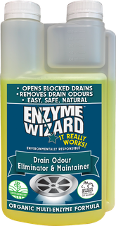 Enzyme Wizard Drain Odour Eliminator & Maintainer 1lt Twin