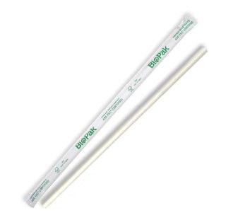 Biopak Straw 6mm Individually Wrapped  White Pkt 250