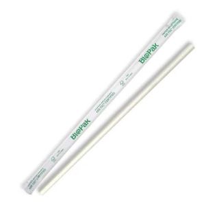 Biopak Straw 6mm Individually Wrapped  White Pkt 250