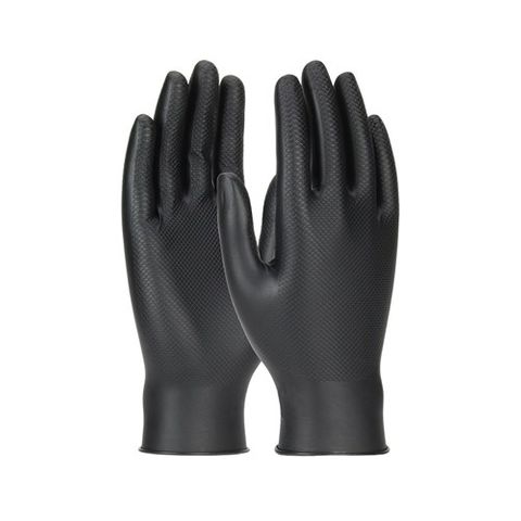 Glove Nitrile Grippaz Non-Slip Black Large Pkt 50
