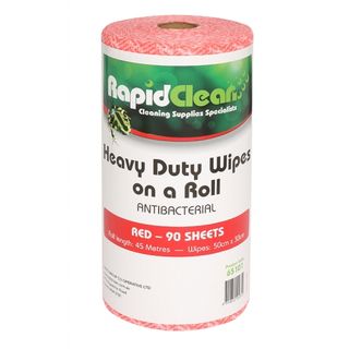 Wipe Rapid Clean Heavy Duty Wipes Red Roll 90 65101