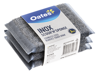 Oates Inox Scour ‘N’ Sponge Pkt 3