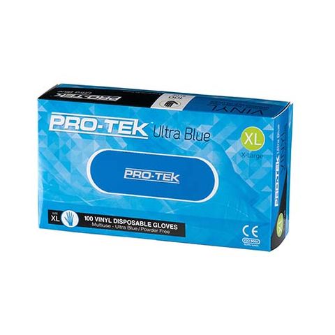 Glove Vinyl Blue Pro-Tek XL Powder Free Pkt 100