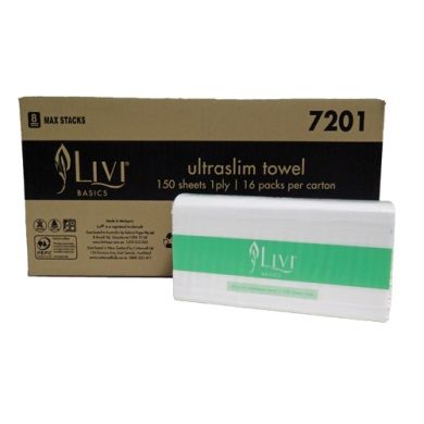 Livi Basics Ultraslim Towel 1 ply 150 sheets Ctn 2400