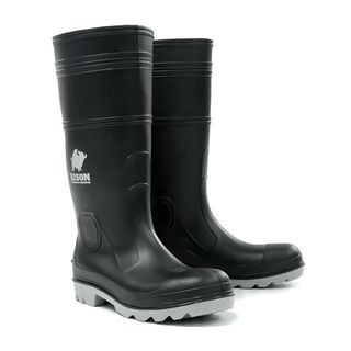Paramount Bison Gumboot Inca PVC Black Grey Size 4