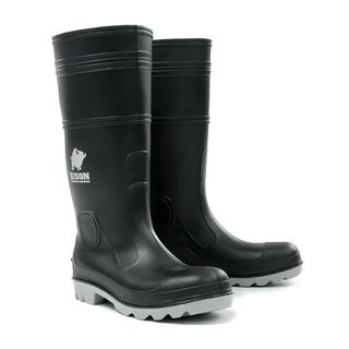 Paramount Bison Gumboot Inca PVC Black Grey Size 9