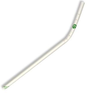 Biopak Bendy Straw 6mm Individually Wrapped White Pkt 250