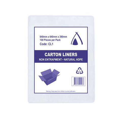 Carton Liner HDPE Clear 640Sq Flat Pack Ctn 500