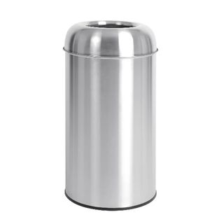 Bolero Stainless Steel Open Lid Bullet Bin Silver 40 Litre