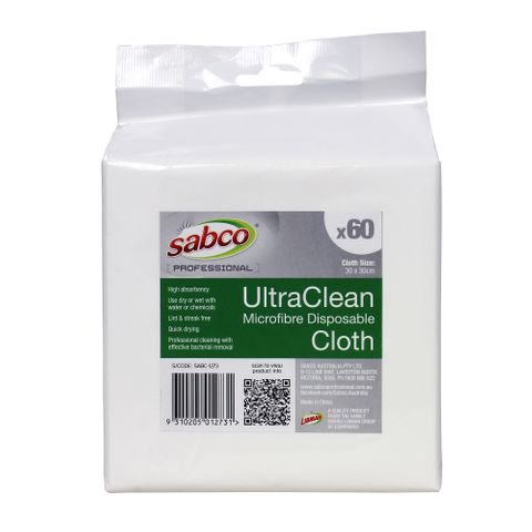 Sabco UltraClean Microfibre Disposable Cloth Pkt 60