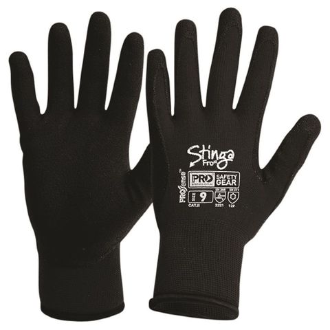 Stinga Black PVC Foam on Nylon Liner Synthetic Gloves Size 11 (Pair)