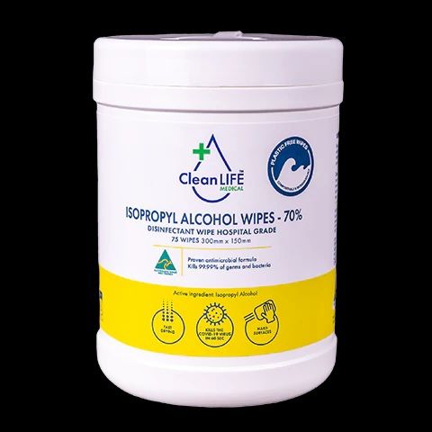 CleanLife Isopropyl Alcohol Wipes 70% 75 wipes 150 x 300mm