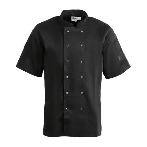 Whites Vegas Unisex Chefs Jacket Short Sleeve Black Large