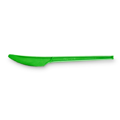 Vegware 16cm Green CPLA Cutlery Set - Knife, Fork, Spoon, Napkin, Salt & Pepper