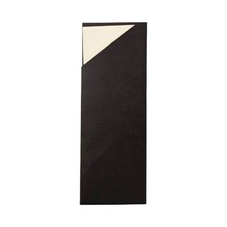 Cutlery Pocket Black With White Napkin Slv 100