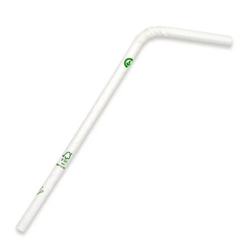 Biopak White Bendy Straw Slv 250