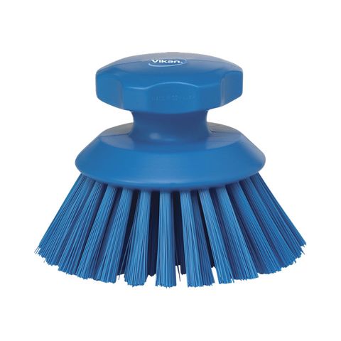 Vikan Round Hand Scrub Brush 130mm Stiff Bristle Blue