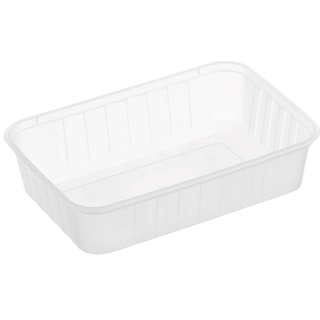 Genfac Ribbed Container Rectangle 750ml Slv 50
