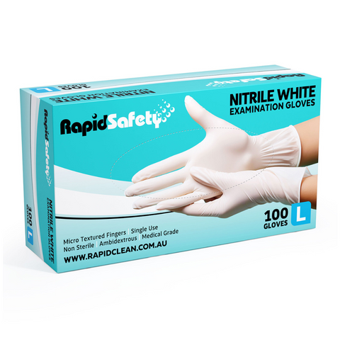 Glove Nitrile Powder Free White Rapid Safety Pkt 100 Large