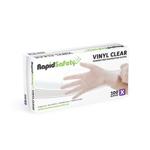 Glove Vinyl Clear Extra Large P/Free Rapid Safety Pkt 100