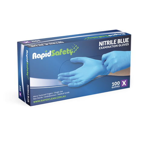 Glove Nitrile Blue Extra Large P/Free Rapid Safety Pkt 100