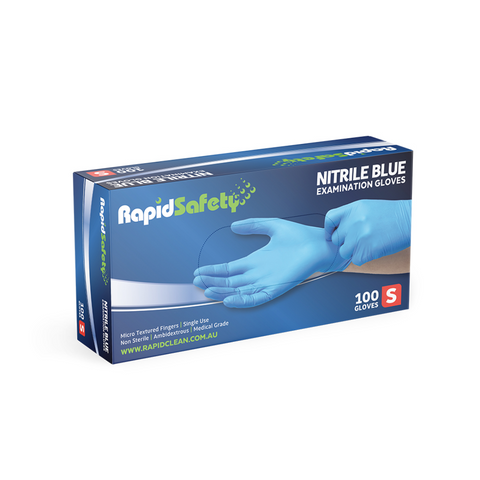 Glove Nitrile Blue Small P/Free Rapid Safety Pkt 100