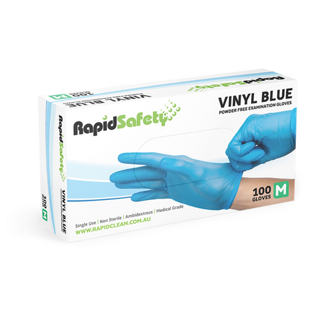 Glove Vinyl Blue Medium P/ Free Rapid Safety Pkt 100