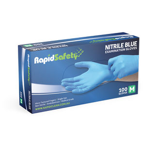 Glove Nitrile Blue Medium P/Free Rapid Safety Pkt 100