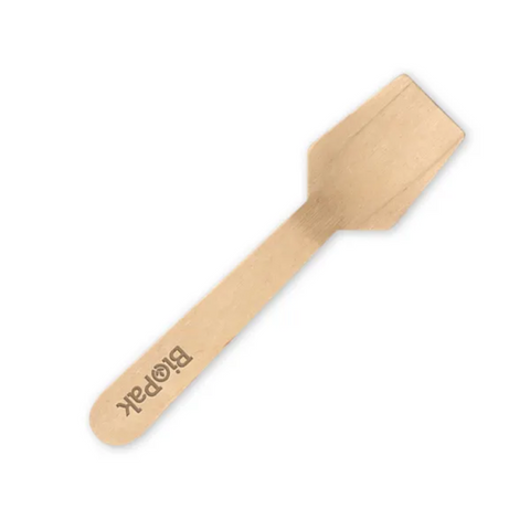 Biopak 10cm Wood Ice Cream Spoon Pkt 100