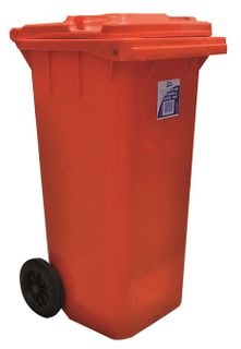 Edco Heavy Duty Bin With Wheels Red 120Lt