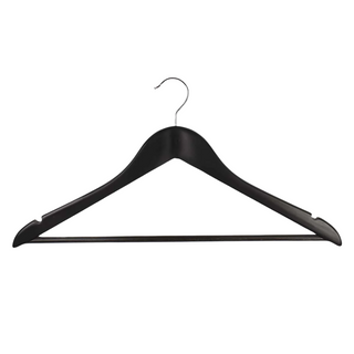 Swisstrade Wooden Hanger Black with Chrome Hook Ctn 50