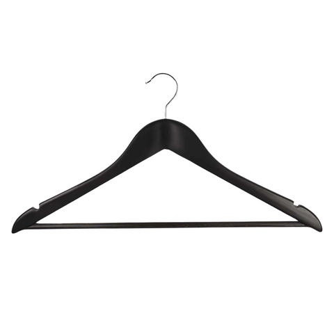Swisstrade Wooden Hanger Black with Chrome Hook Ctn 50