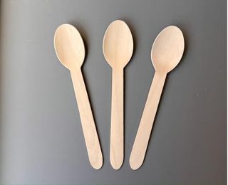 Teaspoon Wooden 10cm Slv 100