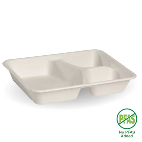 Biopak 3-Compartment White BioCane Takeaway Base Slv 125