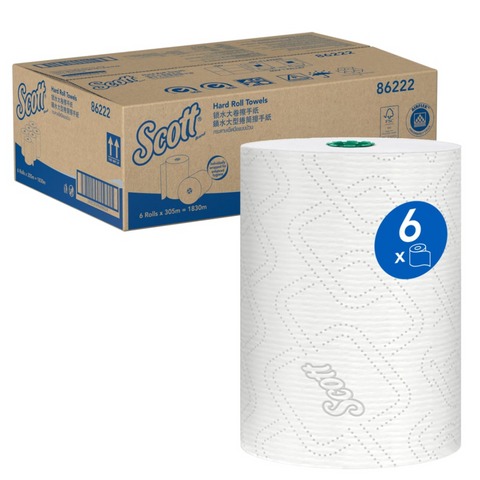 Scott Printed Hard Roll Paper Towels Ctn 6 Rolls x305mt