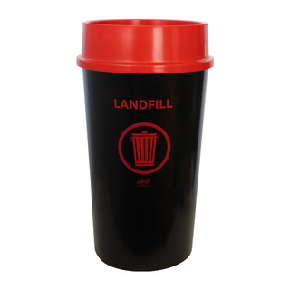 Sabco Recycling Bin 60L, Red lid & Landfill sticker applied