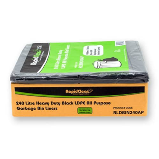 RapidClean All Purpose Black LDPE Garbage Bags 240L Ctn 100