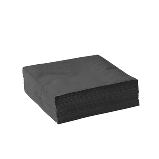 Biopak 2-Ply Black Corner Embossed Cocktail Napkin Pkt250