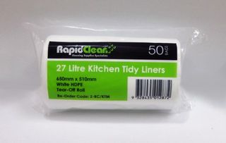 Kitchen Tidy White Medium 27Lt - Roll 50 x 20 Rolls - Ctn 1000 Bags