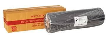 Garbage Bag 240Lt Super H/Duty Black Perforated Roll  Ctn 100