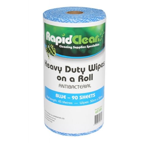 Wipe Rapid Clean Heavy Duty Wipes Blue Roll 90 65100