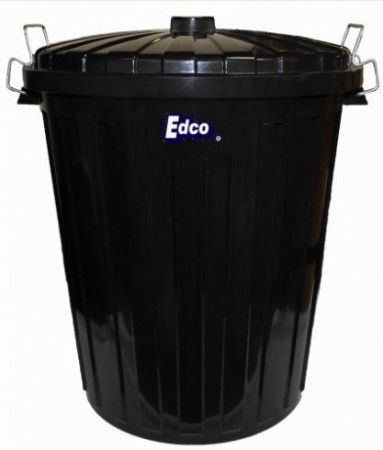Edco Bin Plastic Black with Handle 73Lt