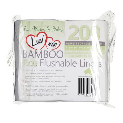 Luvme Bamboo Flushable Cloth Nappy Liners Roll 200