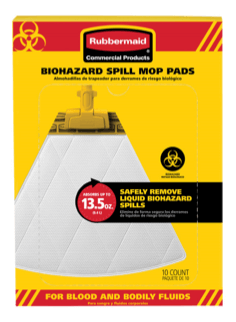 Rubbermaid Biohazard Spill Mop Pads 10pk