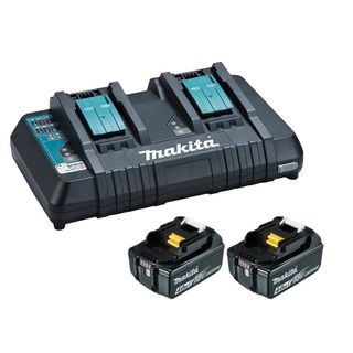 Makita Charge Indicator Batteries & Dual Port Rapid Charger Set 18v 2x 5.0Ah