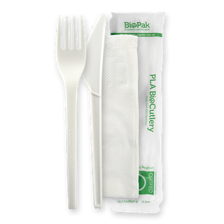 Biopak Knife, Fork and Napkin Set Ctn 250