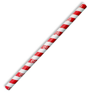 Biopak Jumbo Straw 10mm Red Stripe Slv 100