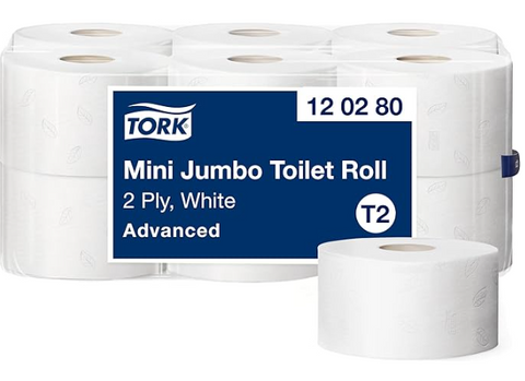Tork T2 Mini Jumbo T/Rolls 2ply 12/ctn
