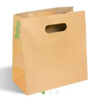 Biopak small die cut handle paper bags - kraft